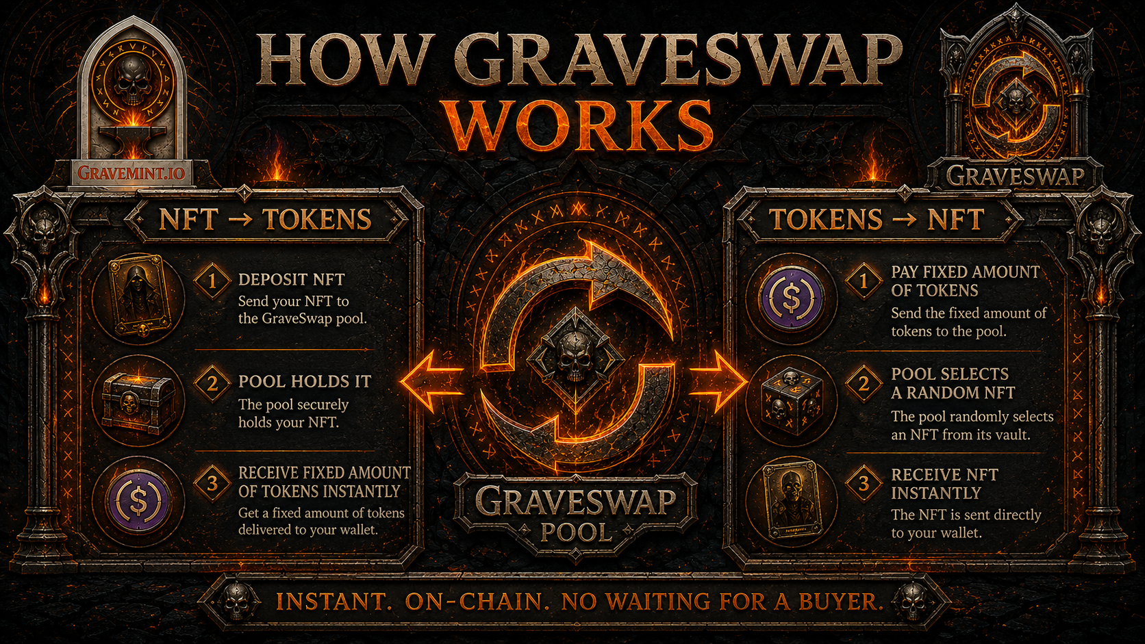 How GraveSwap Works — NFT to tokens, and tokens to a random NFT